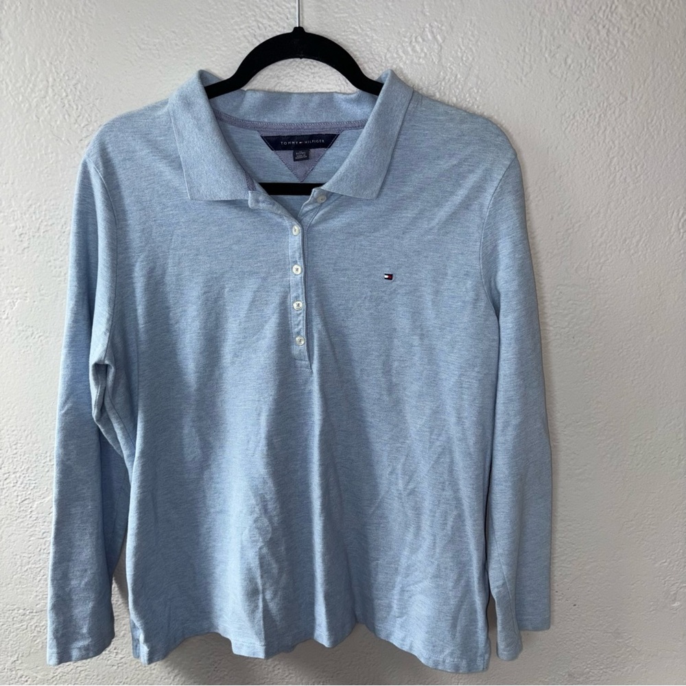 Tommy Hilfiger Pale Blue Long Sleeve Polo Shirt